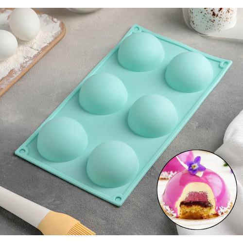 Силиконовые формы для выпечки «Полусфера» 27×18 см 6 ячеек (d=6,5 см)