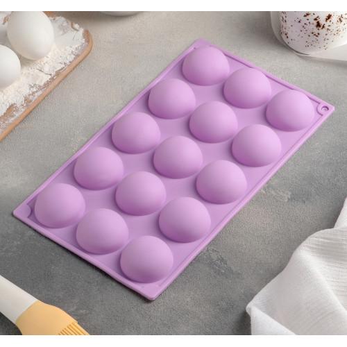 Силиконовые формы для выпечки «Полусфера» 28×16,5 см 15 ячеек (d=4 см)