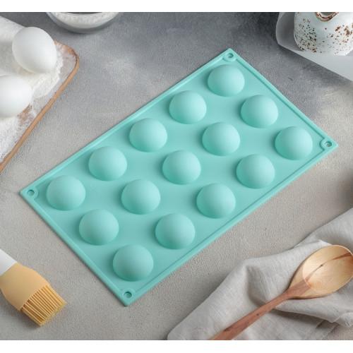 Силиконовые формы для выпечки «Полусфера» 29×17×2,2 см 15 ячеек (d=3,8 см)