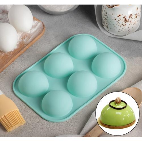 Силиконовые формы для выпечки «Полусфера», 24×16 см, 6 ячеек (d=5,5 см)