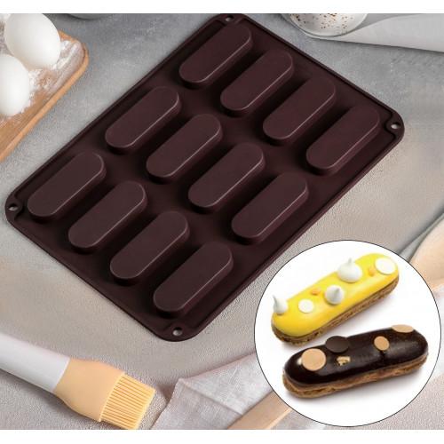 Силиконовые формы для выпечки «Эклер», 28×21×1 см, 12 ячеек (7,6×2,7×1 см)