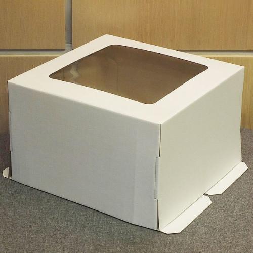 Упаковка для торта 3858, 21*21*10 см белая с окном