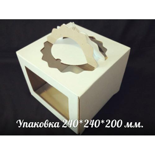 Упаковка для торта 359, 24*24*20 см фигурная ручка