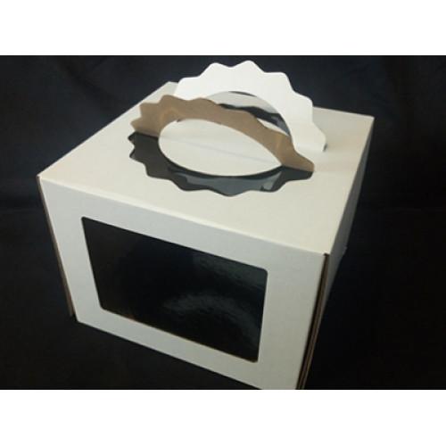 Упаковка для торта 4135, 26*26*20 см фигурная ручка