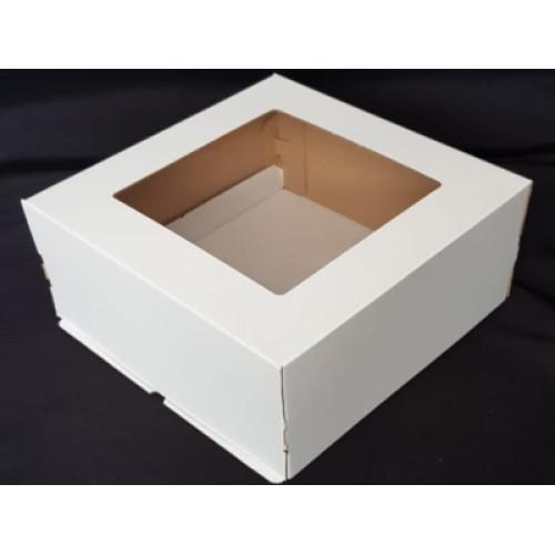 Упаковка для торта 4430, 30*30*15 см с окном белая