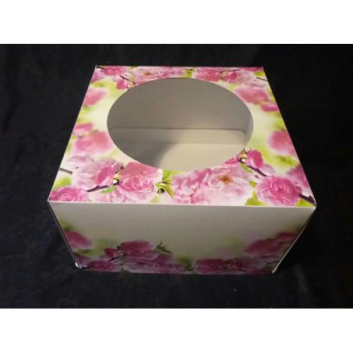 Упаковка для торта 1757, 30*30*19 см "Сакура" с окном