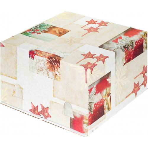 Упаковка для торта 4290, 30*30*19 см белая НОВЫЙ ГОД