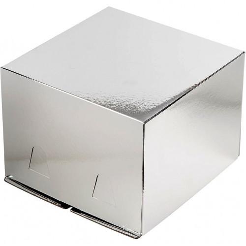 Упаковка для торта 3860, 30*30*19 см серебро