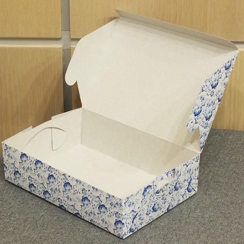 Коробка для пирожных 24*19.5*7.5 см в стиле "Гжель"