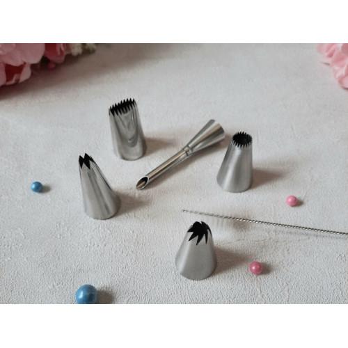 Набор кондитерских насадок 5 шт + ершик