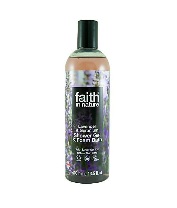 Гель для душа Пена для ванны натуральная Faith in nature с эфирными маслами Лаванды и Герани, 400мл