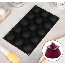 Силиконовые формы для выпечки «Полусфера», 9,8×17,5 см, 15 ячеек (d=5 см)