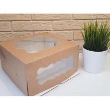 Упаковка для торта 4588, 24*24*12 см крафт с окном