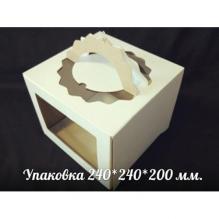 Упаковка для торта 359,  24*24*20 см фигурная ручка