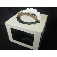 Упаковка для торта 4135, 26*26*20 см фигурная ручка