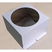 Упаковка для торта 1492, 28*28*13 см белая с окном