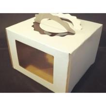 Упаковка для торта 332, 28*28*20 см фигурная ручка