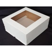 Упаковка для торта 4430, 30*30*15 см с окном белая