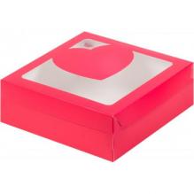 Коробка для зефира/пирожных с окном КРАСНАЯ 200х200х70 мм